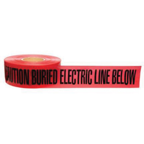 Ruban d'avertissement de danger souterrain Buried Electric Line Identoline, 3" la x 1000' lo, Noir/rouge Pathway Supply LP