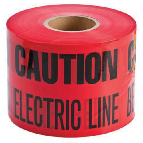 Ruban d'avertissement de danger souterrain Buried Electric Line Identoline, 6" la x 1000' lo, Noir/rouge Pathway Supply LP