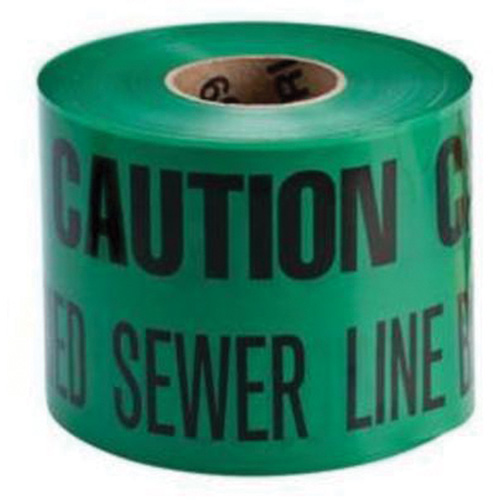 Ruban d'avertissement de danger souterrain Buried Sewer Line Identoline, 6" la x 1000' lo, Noir sur vert Pathway Supply LP