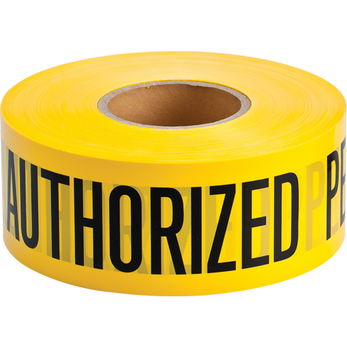 Barricade Tape, English, 3" W x 1000' L, 2 mils, Black on Yellow Pathway Supply LP