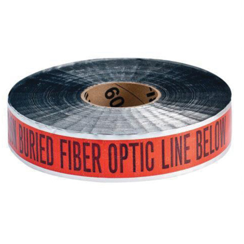 Ruban d'avertissement de danger souterrain Fiber Optic Line Identoline, 2" la x 1000' lo, Noir/orange Pathway Supply LP