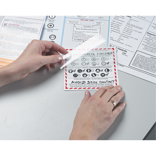 &eacute;tiquettes SIMDUT fabriqu&eacute;es sur place, Vinyle, Feuille, 4" lo x 2" la Pathway Supply LP