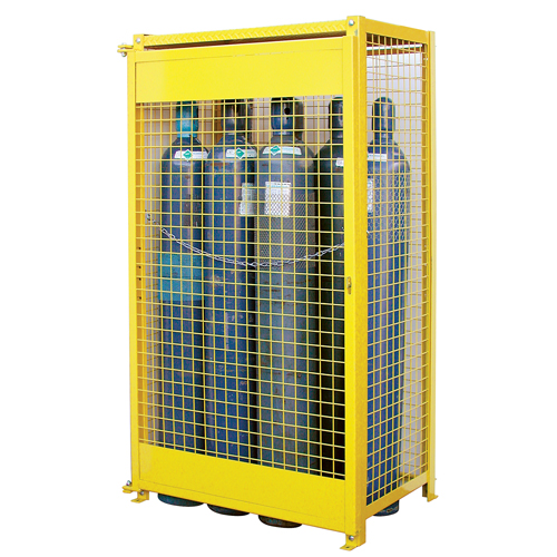 Gas Cylinder Cabinets, 10 Cylinder Capacity, 44" W x 30" D x 74" H, Yellow Pathway Supply LP