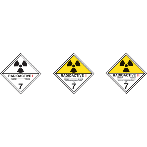TDG Shipping Labels, Class 7, Radioactive I, Vinyl Pathway Supply LP