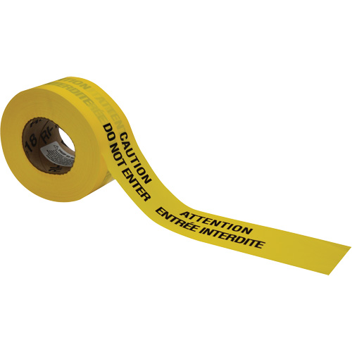 Barricade Tape, Bilingual, 3" W x 1000' L, 3.5 mils, Black on Yellow Pathway Supply LP