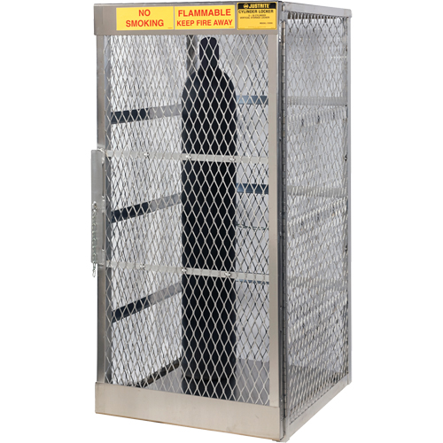 Aluminum LPG Cylinder Locker Storage, 10 Cylinder Capacity, 30" W x 32" D x 65" H, Silver Pathway Supply LP