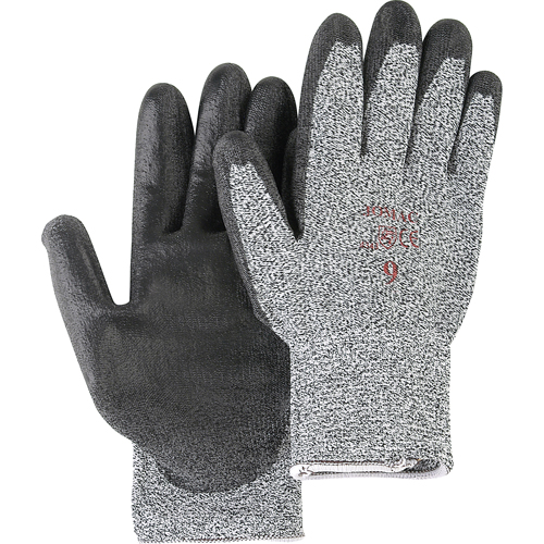 Gants de tricot poivre & sel avec rev&ecirc;tement de paume noir, Taille Petit/7, Rev&ecirc;tement Polyur&eacute;thane, Enveloppe en PEHP, ANSI/ISEA 105 niveau 2 Pathway Supply LP