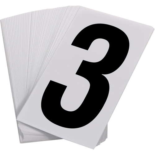 Pressure Sensitive Numbering, 3, 3-1/2" H, Black on White Pathway Supply LP