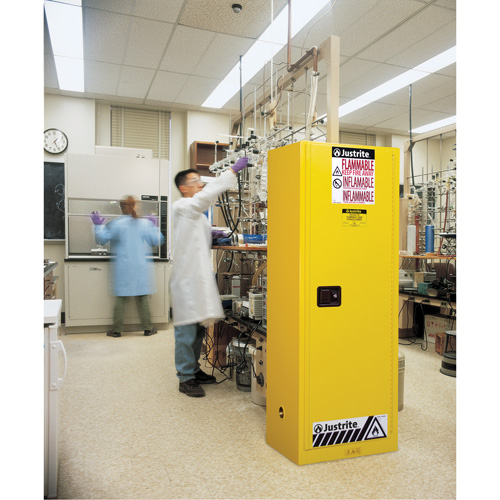 Sure-Grip&reg; EX Slimline Flammable Safety Cabinet, 22 gal., 1 Door, 23.25" W x 65" H x 18" D Pathway Supply LP