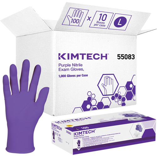 Gants d'examen Kimtech, Grand, Nitrile, 6 mils, Sans poudre, Mauve, Classe 2 Pathway Supply LP