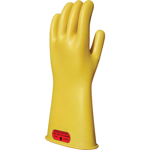 Yellow Natural Rubber Insulating Gloves, ASTM Class 0, Size 8, 11" L Pathway Supply LP
