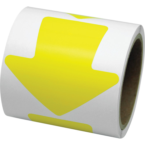 D&eacute;calcomanie en couleur pour le marquage des planchers, Fl&egrave;che, 4" lo x 4" la, Jaune, Vinyle Pathway Supply LP