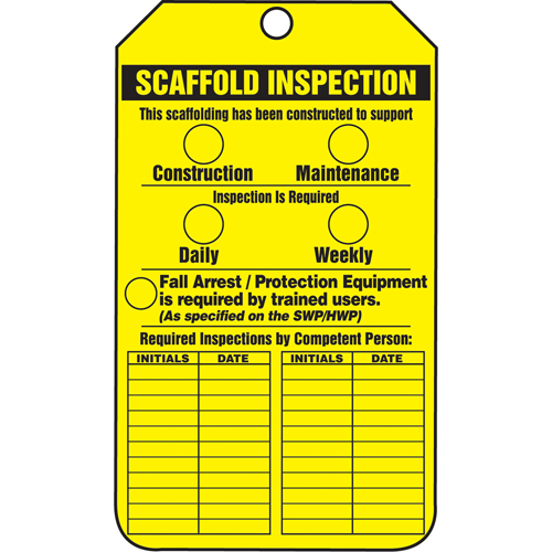 &eacute;tiquettes de s&eacute;curit&eacute; d'inspection et de contr&ocirc;le de l'&eacute;tat de l'&eacute;quipement, Papier cartonn&eacute;, 3-1/8" la x 5-7/8" h, Anglais Pathway Supply LP