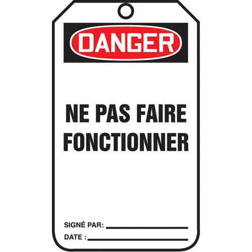 &eacute;tiquettes de verrouillage, Papier cartonn&eacute;, 3-1/8" la x 5-7/8" h, Français Pathway Supply LP