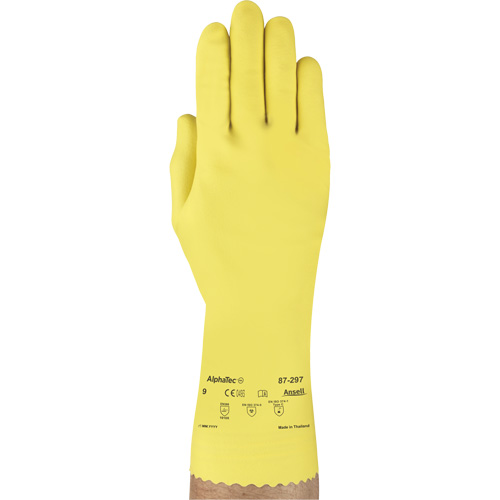 VersaTouch&reg; 297 Gloves, Size X-Large/10, 12" L, Rubber Latex, Flock-Lined Inner Lining, 20-mil Pathway Supply LP
