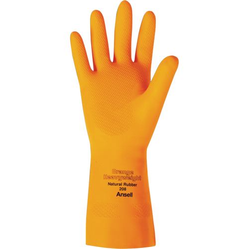 Orange Heavyweight 208 Series Gloves, Size Small/7, 13" L, Rubber Latex, Flock-Lined Inner Lining, 29-mil Pathway Supply LP