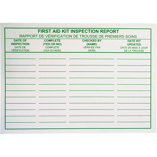 First Aid Kit Inspection Report Cards Pathway Supply LP