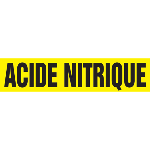 Marqueur de tuyau "Acid Nitrique", Autocollant, 4" h x 24" la, Noir sur jaune Pathway Supply LP
