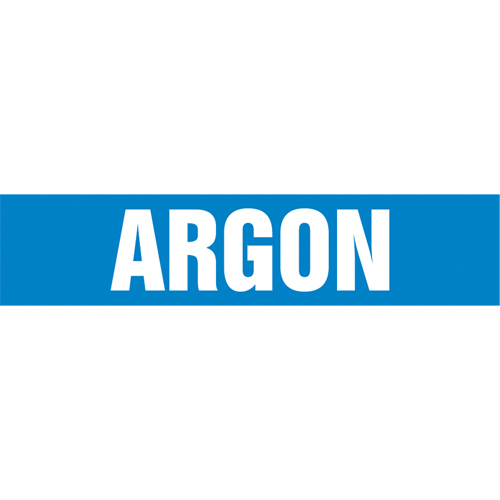 Marqueur de tuyau "Argon", Autocollant, 4" h x 24" la, Blanc/bleu Pathway Supply LP