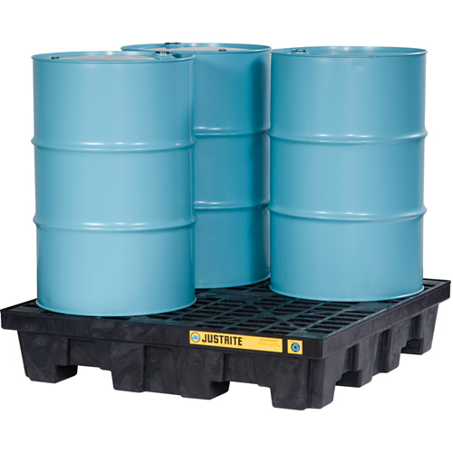 EcoPolyBlend Spill Control Pallets - With Drain, 73 US gal. Spill Capacity, 49" x 49" x 10.3" Pathway Supply LP