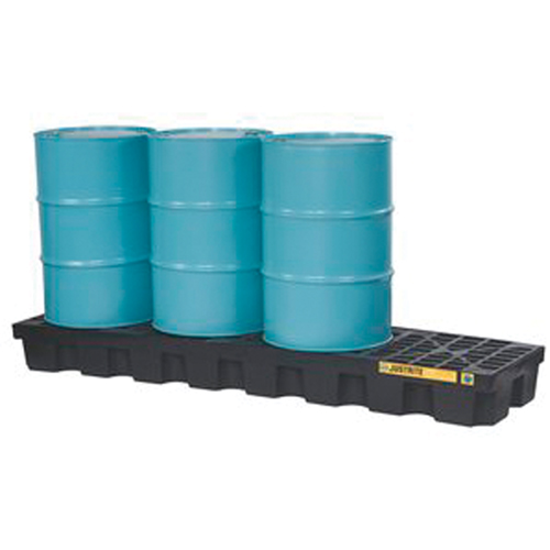 Palettes pour contr&ocirc;le des d&eacute;versements EcoPolyBlend avec drain, Capacit&eacute; de d&eacute;versement 75 gal. US, 97" x 25" x 9" Pathway Supply LP