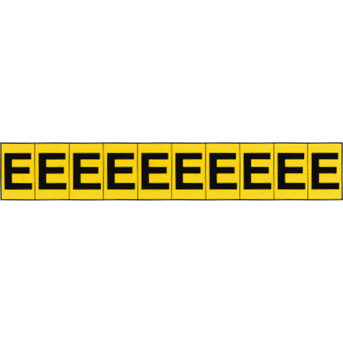 Rep&egrave;res adh&eacute;sifs &agrave; lettres individuelles, E, 1" h, Noir sur jaune Pathway Supply LP