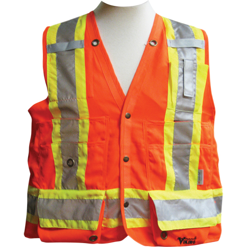 Surveyor Safety Vest, High Visibility Orange, Medium, Polyester Pathway Supply LP