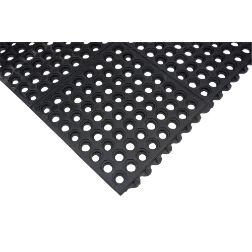 Anti-Fatigue Link Matting, Honeycomb, 3' x 3' x 1/2", Black, Natural Rubber Pathway Supply LP
