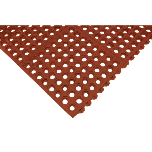 Tapis modulaire antifatigue, Nid d'abeilles, 3' x 3' x 1/2", Brun, Nitrile/Caoutchouc Pathway Supply LP