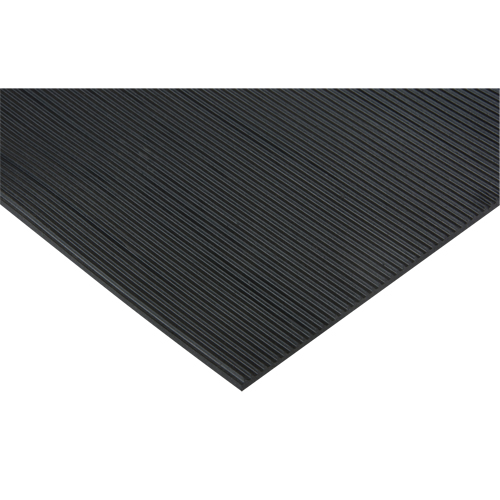 Tapis &agrave; nervures fines, Couloir, 2' x pi lin. x 1/8", Noir Pathway Supply LP