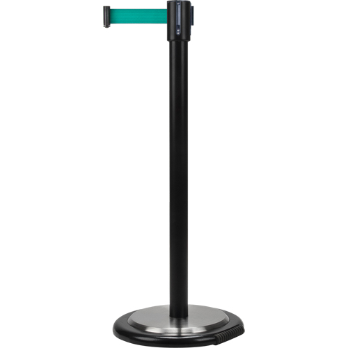 Barri&egrave;res sur pieds pour le contr&ocirc;le des foules, Acier, 35" h, Ruban Vert, Longueur du ruban 7' Pathway Supply LP