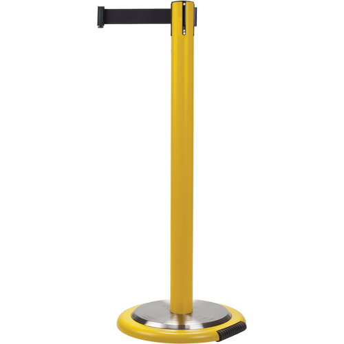 Barri&egrave;res sur pieds pour le contr&ocirc;le des foules, Acier, 35" h, Ruban Noir, Longueur du ruban 12' Pathway Supply LP