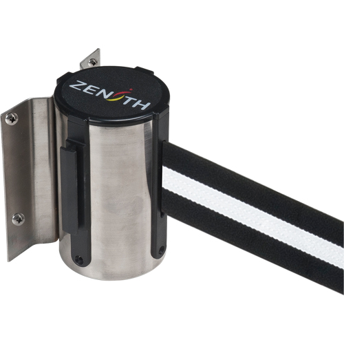 Wall Mount Barrier, Steel, Screw Mount, 7', Black/White Tape Pathway Supply LP