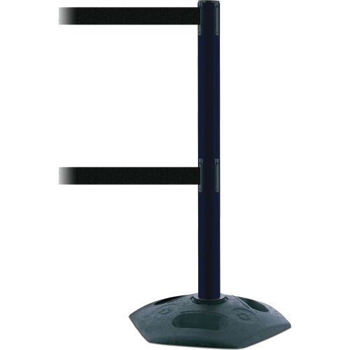 Poteau robuste &agrave; ligne double, Plastique, 38" h, Ruban Noir, Longueur du ruban 7,5' Pathway Supply LP