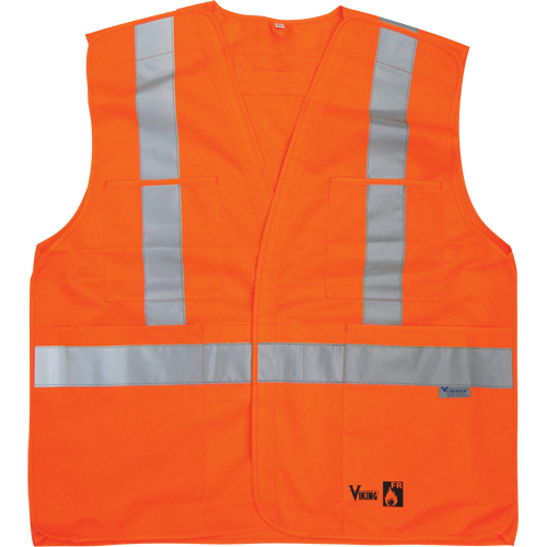 Vestes de s&eacute;curit&eacute; ignifug&eacute;es, Orange haute visibilit&eacute;, Moyen/Petit, Polyester Pathway Supply LP