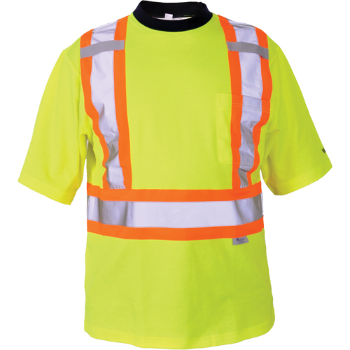 Safety T-Shirt, Polyester, Medium, High Visibility Lime-Yellow Pathway Supply LP