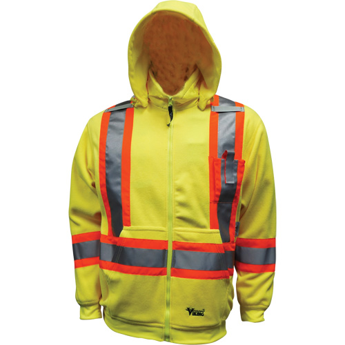 Chandail &agrave; capuchon de s&eacute;curit&eacute; en molleton, Polyester, Petit, Jaune lime haute visibilit&eacute; Pathway Supply LP