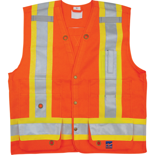 Veste de s&eacute;curit&eacute; pour arpenteur, Orange haute visibilit&eacute;, Petit, Polyester Pathway Supply LP