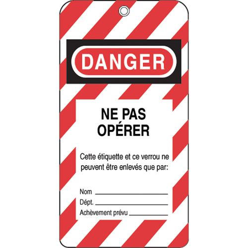 Lockout Tags, Plastic, 3" W x 5-3/4" H, French Pathway Supply LP