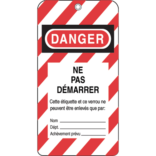 &eacute;tiquettes de verrouillage, Plastique, 3" la x 5-3/4" h, Français Pathway Supply LP