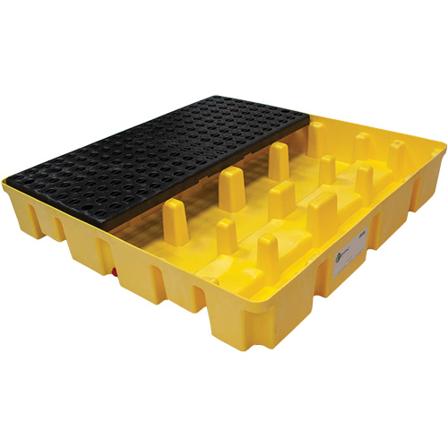 Poly-Slim-Line Spill Pallet with Drain, 66 US gal. Spill Capacity, 49" x 49" x 8.75" Pathway Supply LP