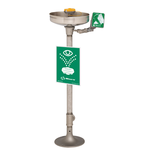 Axion&reg; Eye/Face Wash Station, Pedestal Installation, Stainless Steel Bowl Pathway Supply LP