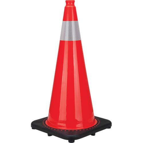 C&ocirc;ne de signalisation de premi&egrave;re qualit&eacute;, 28", Orange, Bande(s) r&eacute;fl&eacute;chissante(s) 4" Pathway Supply LP
