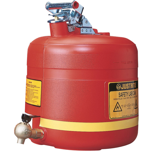 Bidon avec robinet s&eacute;curitaires pour laboratoires, Type I, Acier, 5 gal. US, Rouge, Homologu&eacute; FM Pathway Supply LP