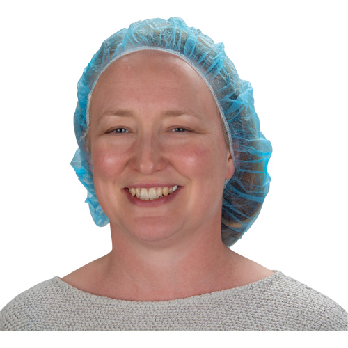 Non-Woven Bouffant Caps, Polypropylene, 21"/Large, Blue Pathway Supply LP
