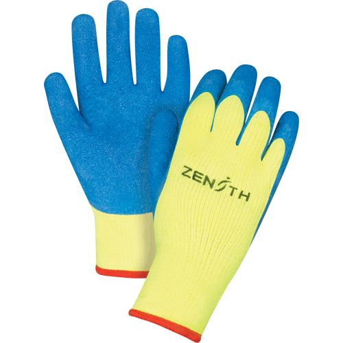 Gants haute visibilit&eacute; doubl&eacute;s d'acrylique & enduits de caoutchouc, 10/T-Grand, R&ecirc;vetement Latex de caoutchouc, Calibre 7, Enveloppe en Tissu &eacute;ponge Pathway Supply LP