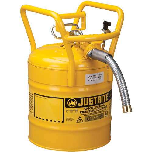 D.O.T. AccuFlow Safety Cans, Type II, Steel, 5 US gal., Yellow, FM Approved Pathway Supply LP
