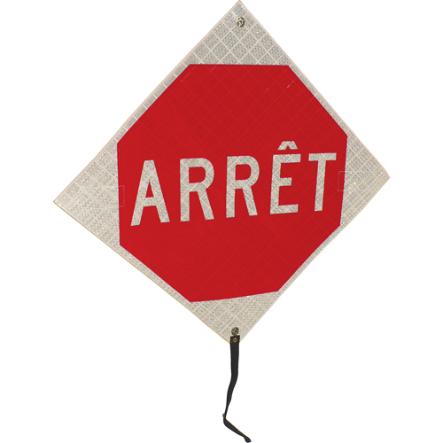 "Arr&ecirc;t" Rolled-Up Traffic Sign, 24" x 24", Vinyl, French Pathway Supply LP