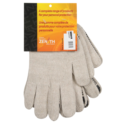 Heavyweight Dotted String Knit Gloves, Poly/Cotton, Single Sided, 7 Gauge, Large Pathway Supply LP