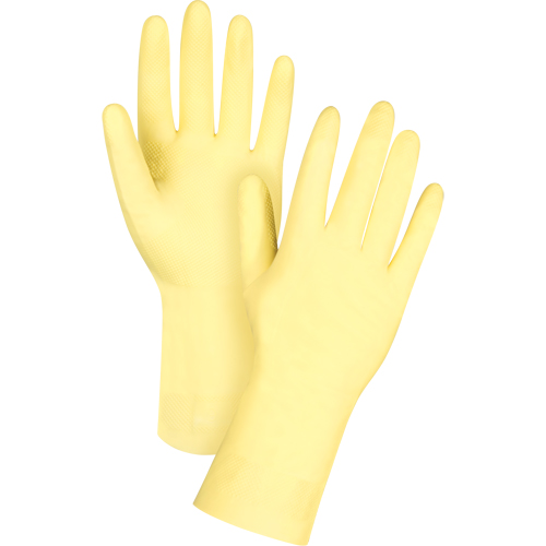 Canary Yellow Chemical-Resistant Gloves, Size 7, 12" L, Latex, Flock-Lined Inner Lining, 18-mil Pathway Supply LP